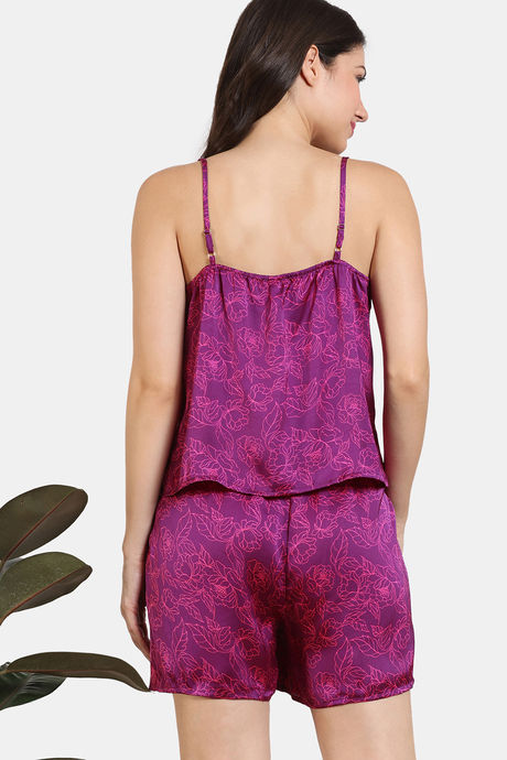 Zivame Primrose Woven Shorts Set - Dark Purple — image 4